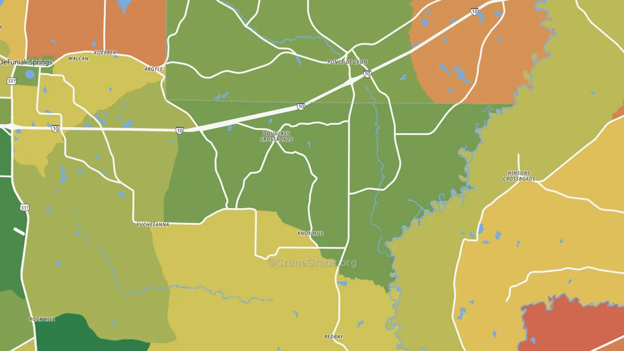 Ponce de Leon, FL Map of Assault Rates