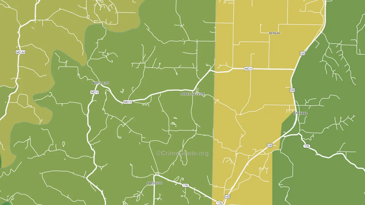 Ponce De Leon, MO Map of Assault Rates
