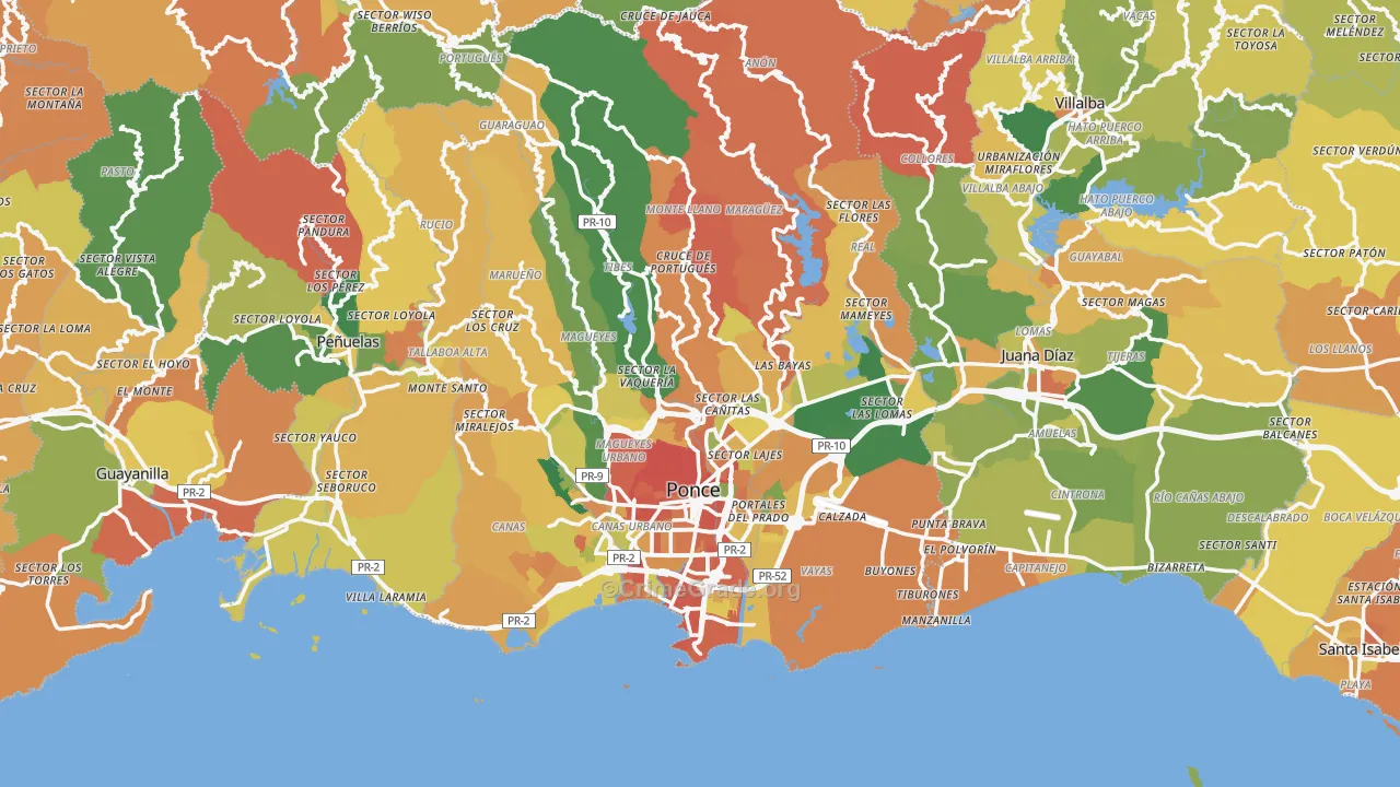 Ponce, PR Map of Assault Rates