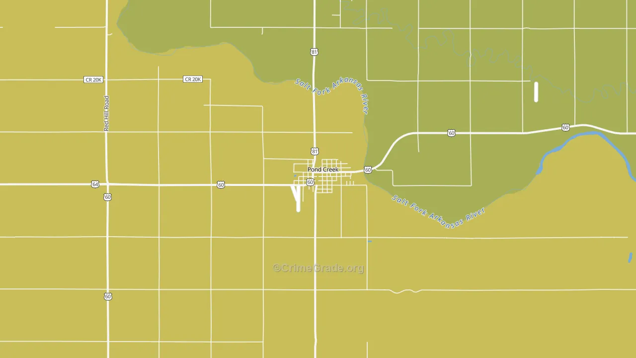 Pond Creek, OK Map of Assault Rates