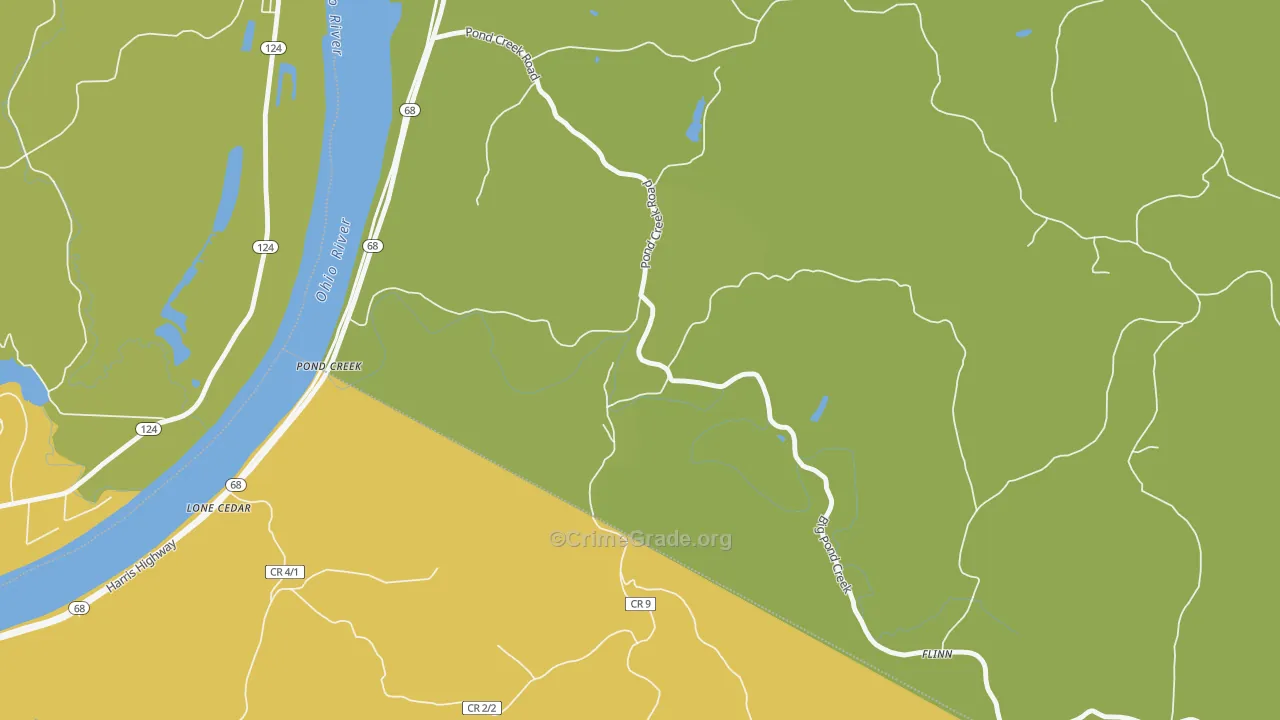 Pond Creek, WV Map of Assault Rates