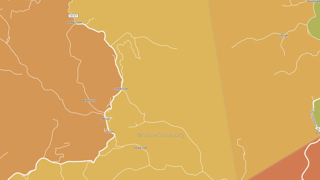 Pond Gap, WV Map of Assault Rates