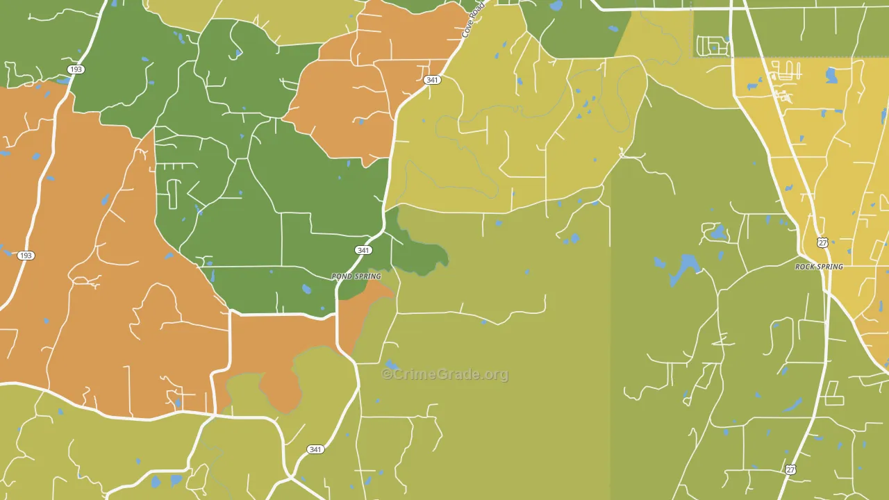 Pond Spring, GA Map of Assault Rates
