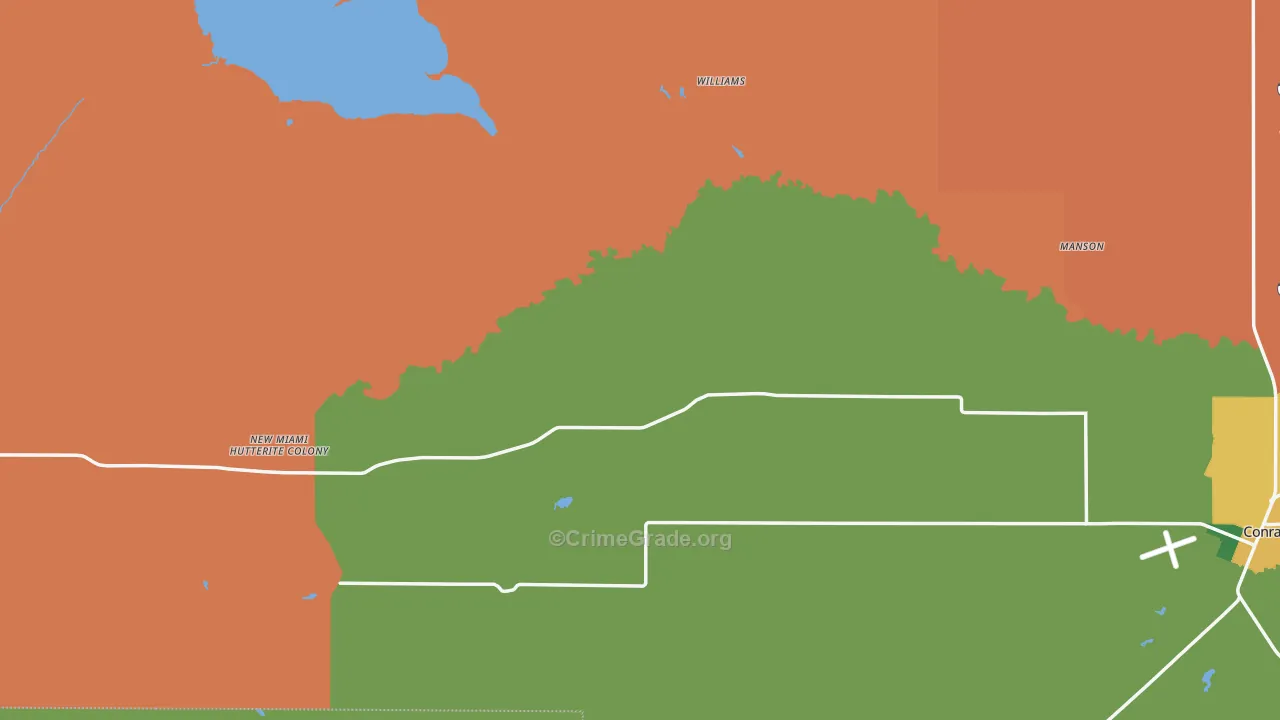 Pondera County, MT Map of Assault Rates