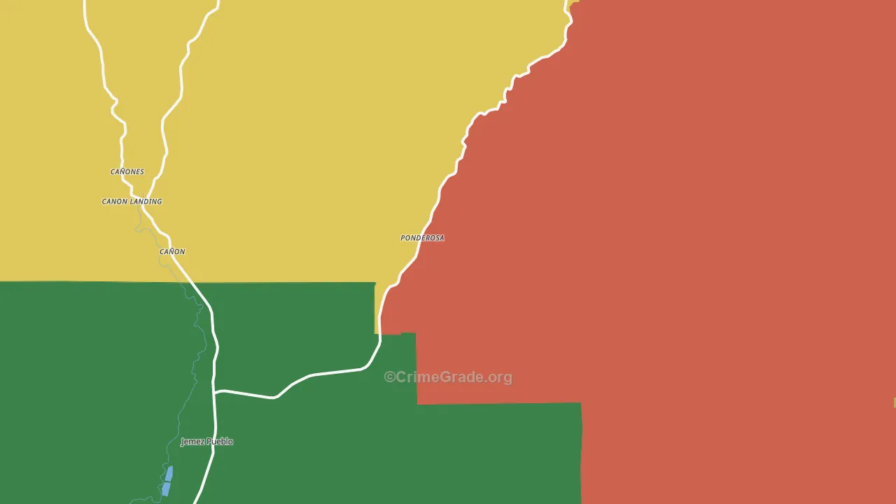 Ponderosa, NM Map of Assault Rates