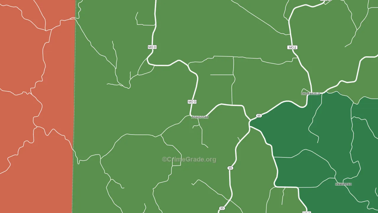 Pondfork, MO Map of Assault Rates