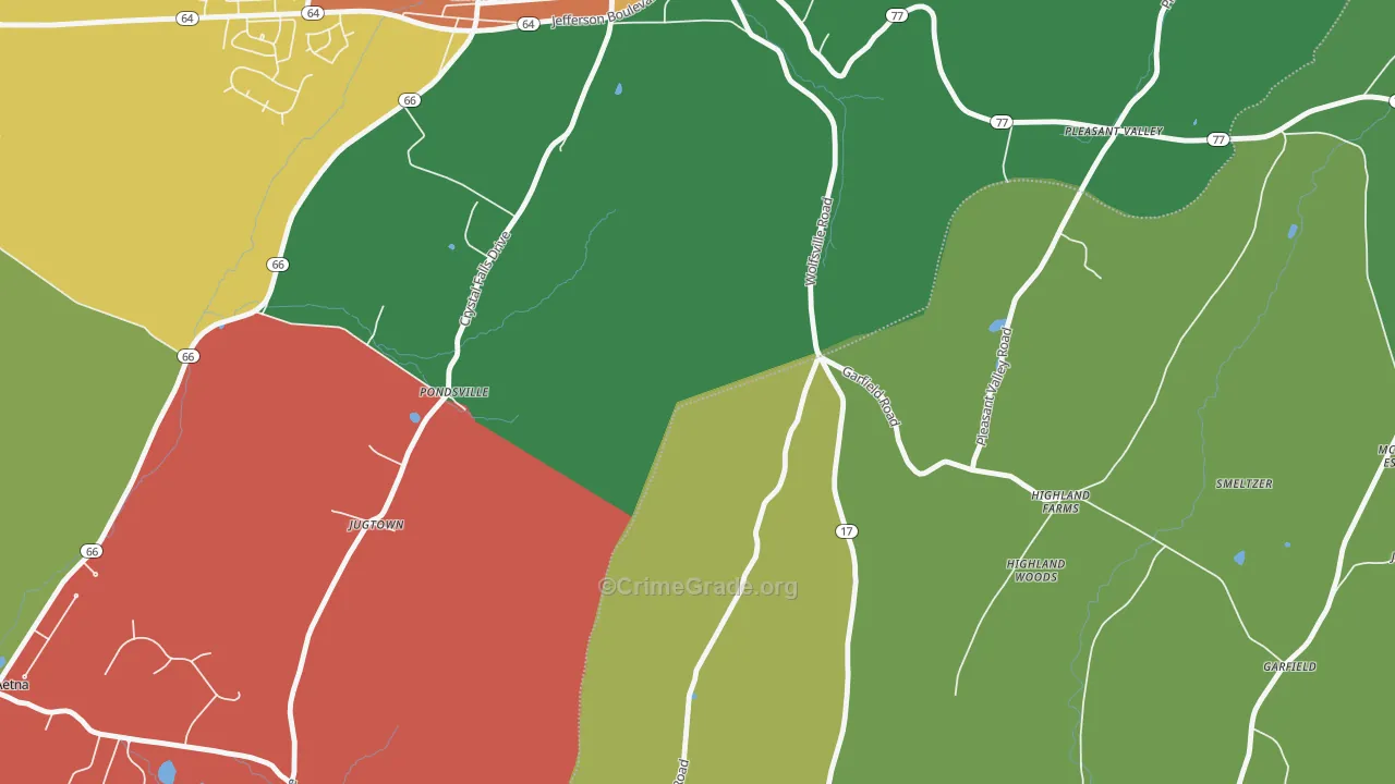 Pondsville, MD Map of Assault Rates