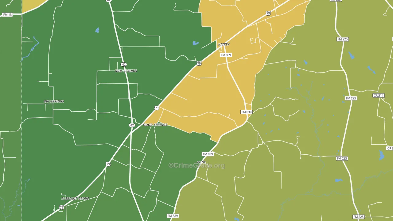 Pone, TX Map of Assault Rates