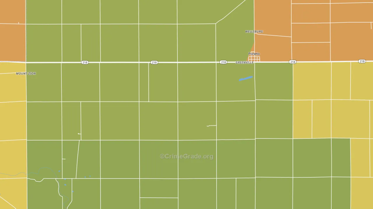 Poneto, IN Map of Assault Rates