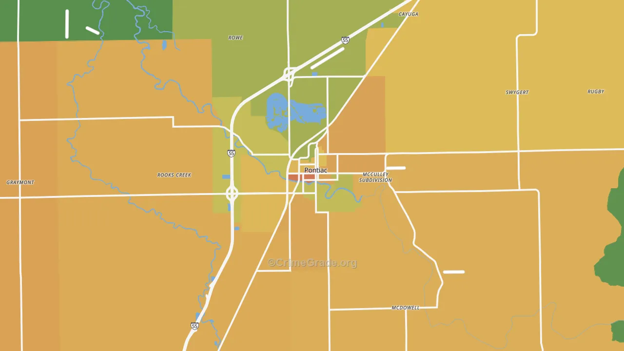 Pontiac, IL Map of Assault Rates