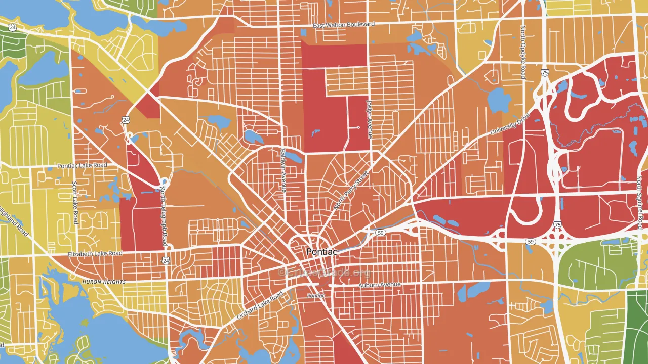 Pontiac, MI Map of Assault Rates