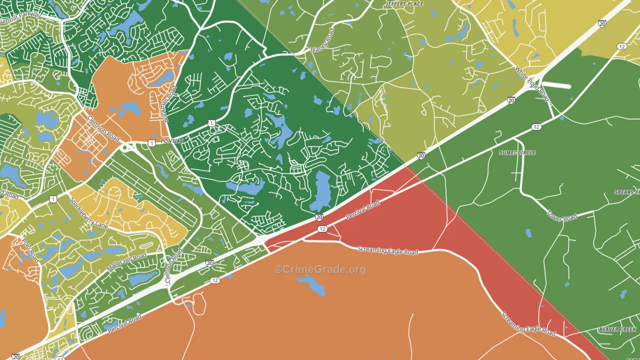 Pontiac, SC Map of Assault Rates