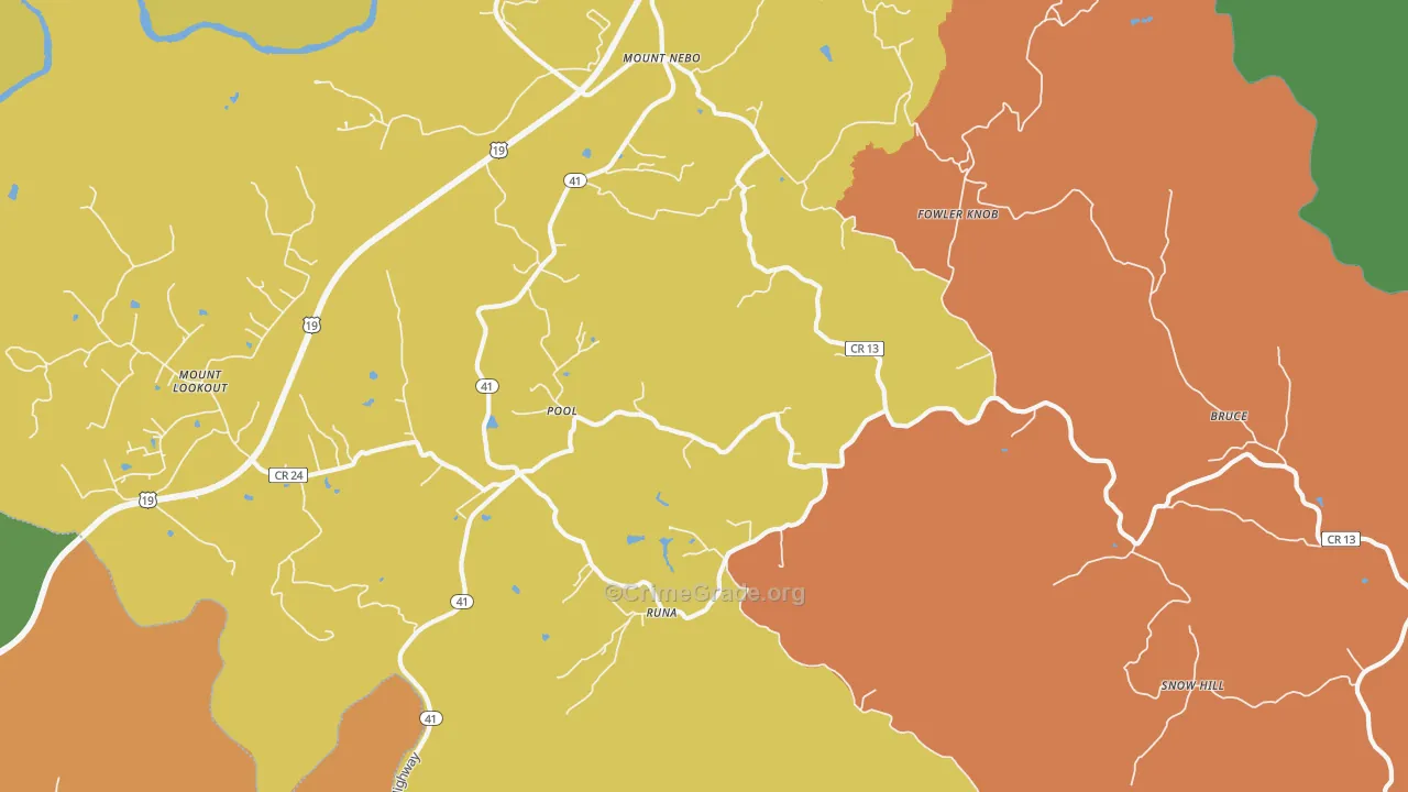 Pool, WV Map of Assault Rates