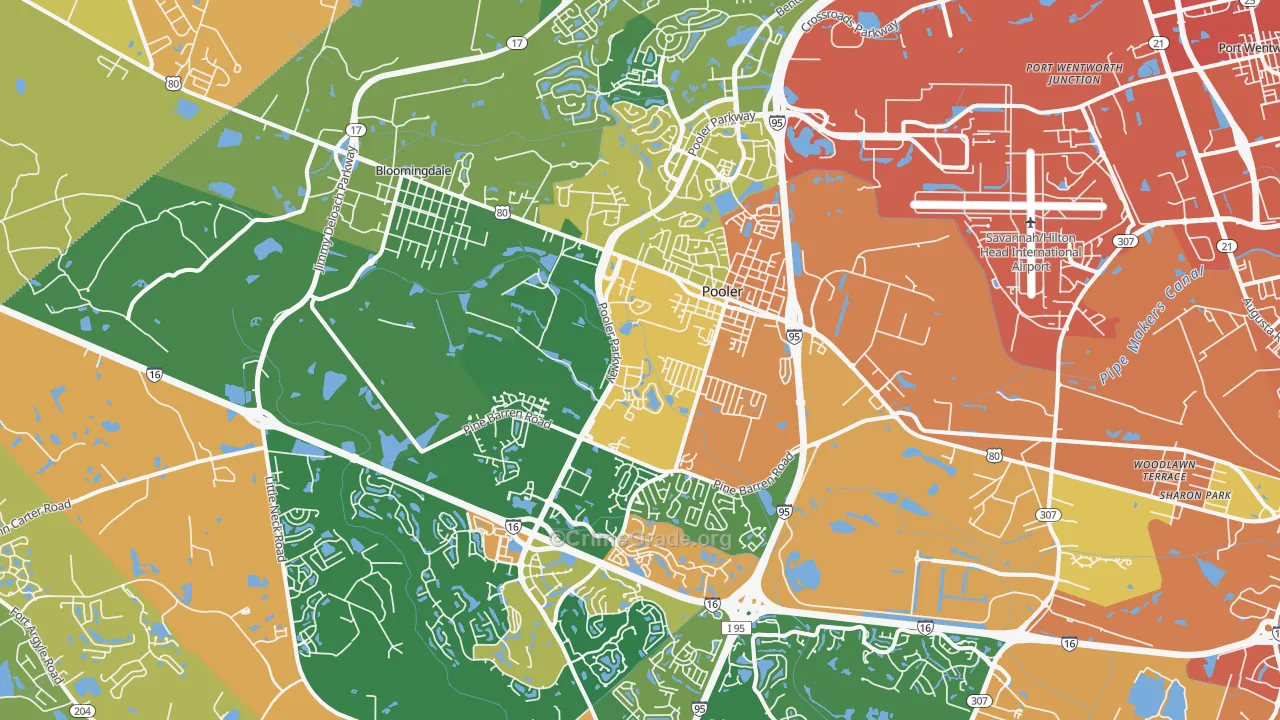 Pooler, GA Map of Assault Rates