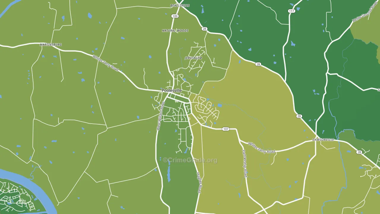 Poolesville, MD Map of Assault Rates
