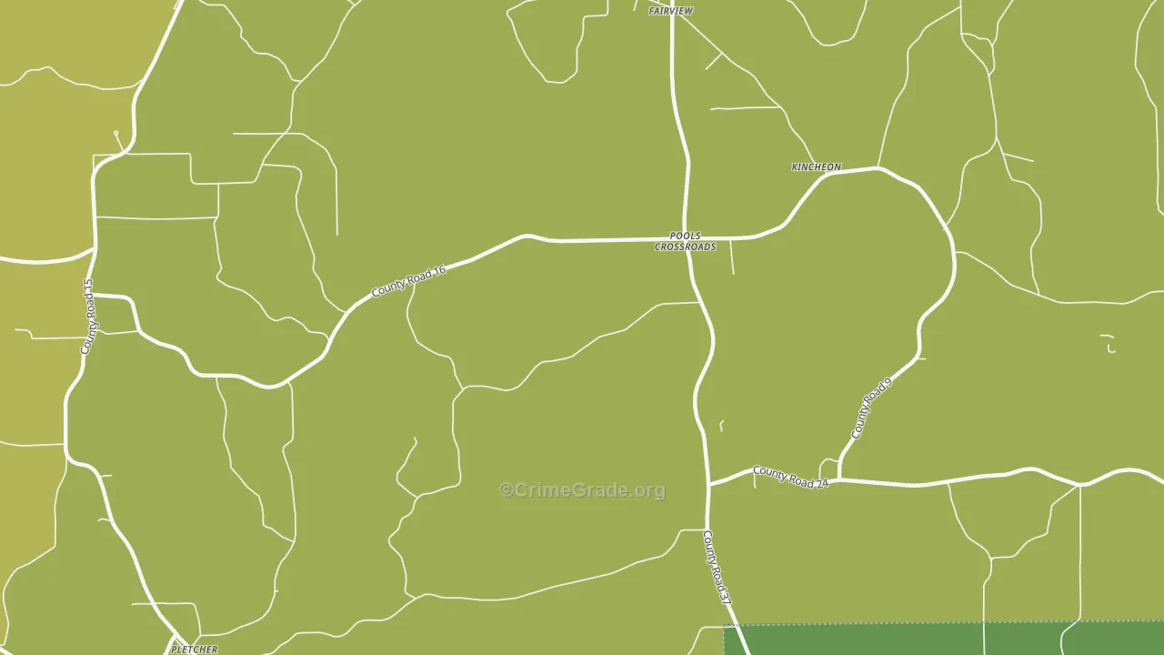 Pools Crossroads, AL Map of Assault Rates