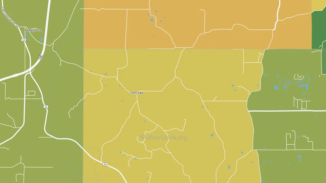 Popcorn, IN Map of Assault Rates