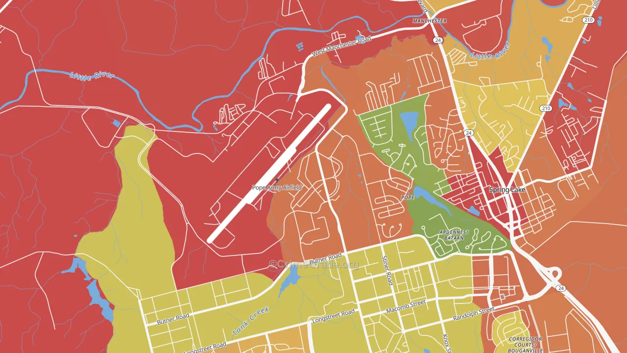 Pope Air Force Base, NC Map of Assault Rates