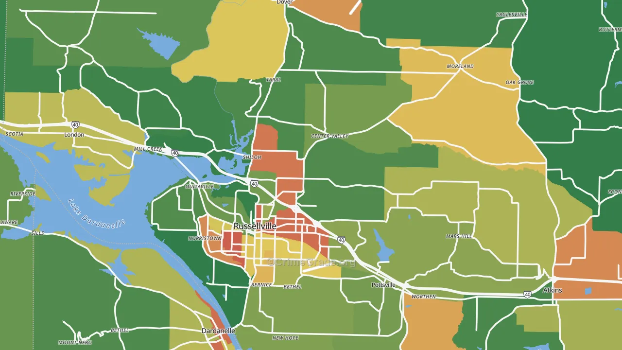Pope County, AR Map of Assault Rates