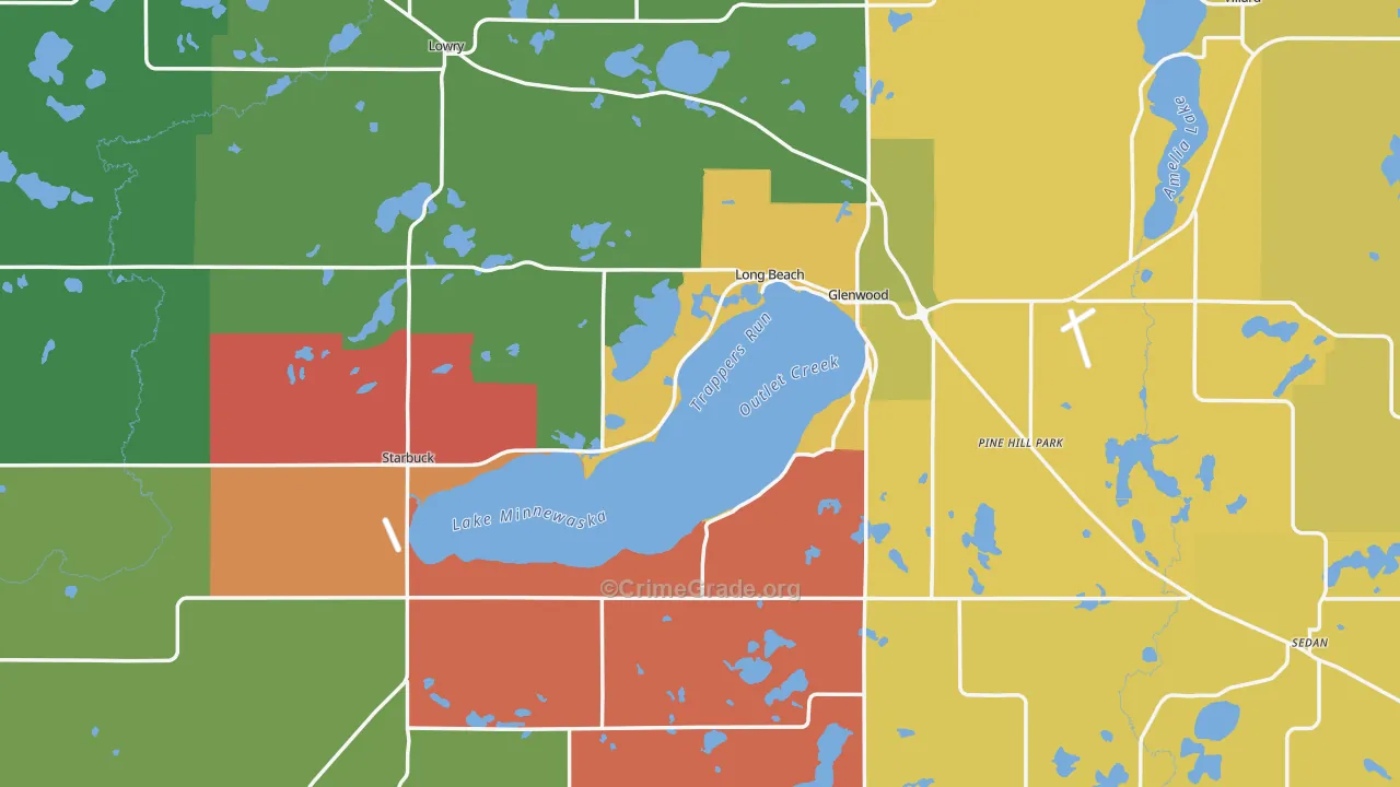Pope County, MN Map of Assault Rates