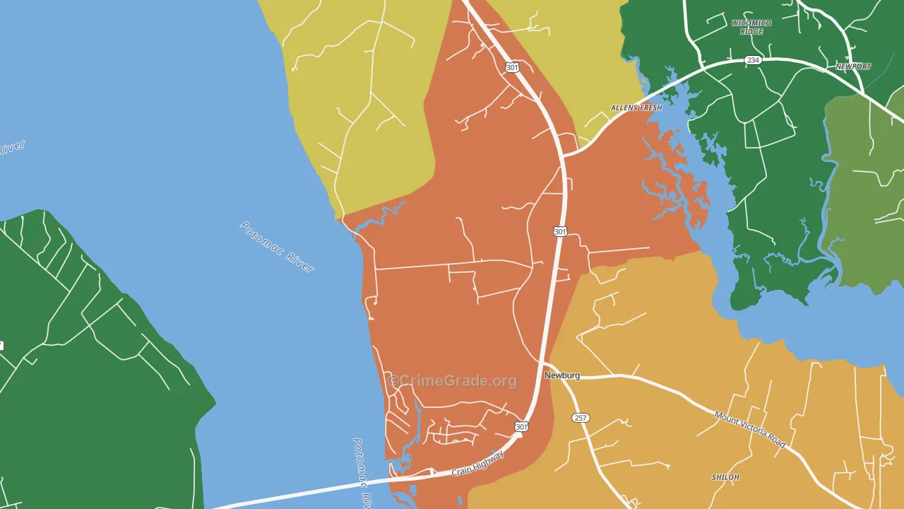 Popes Creek, MD Map of Assault Rates