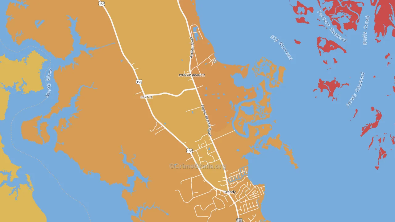 Poplar Branch, NC Map of Assault Rates