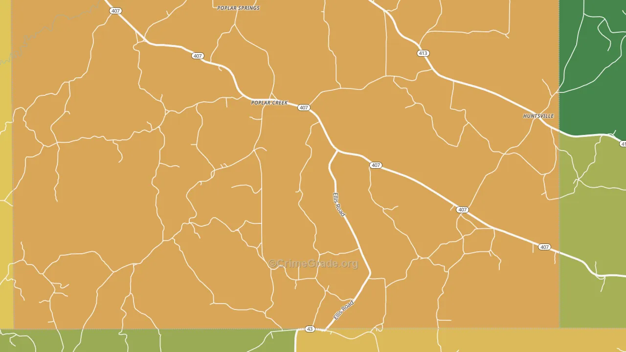 Poplar Creek, MS Map of Assault Rates