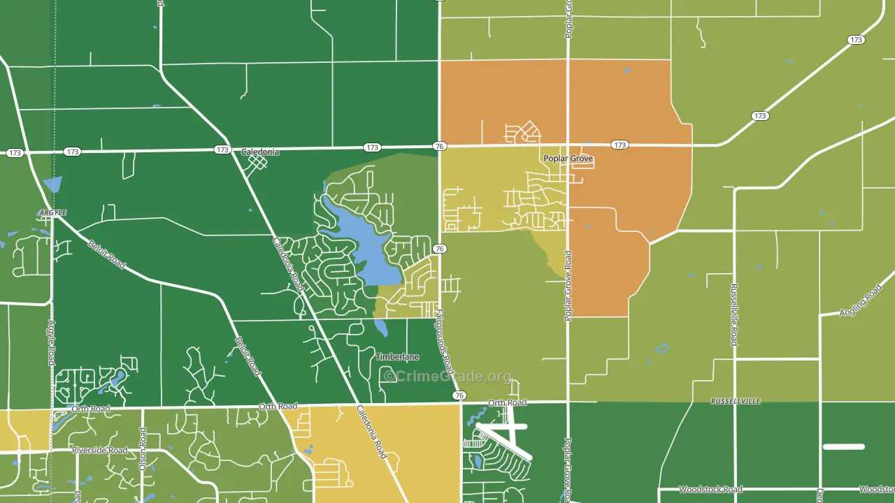 Poplar Grove, IL Map of Assault Rates