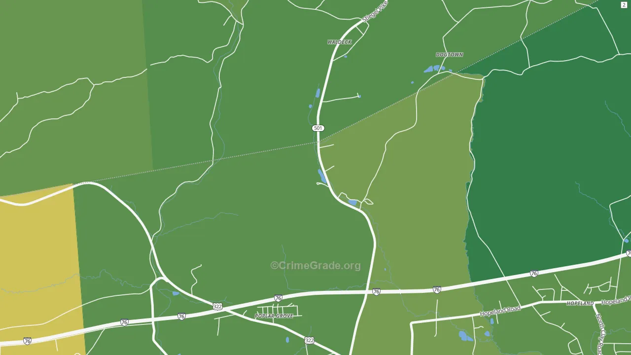 Poplar Grove, PA Map of Assault Rates