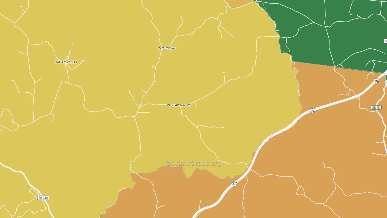 Poplar Grove, TN Map of Assault Rates