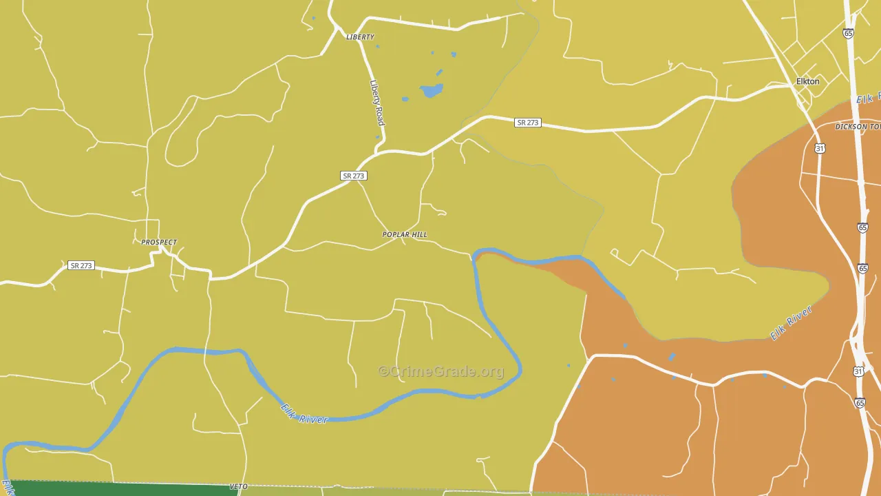 Poplar Hill, TN Map of Assault Rates