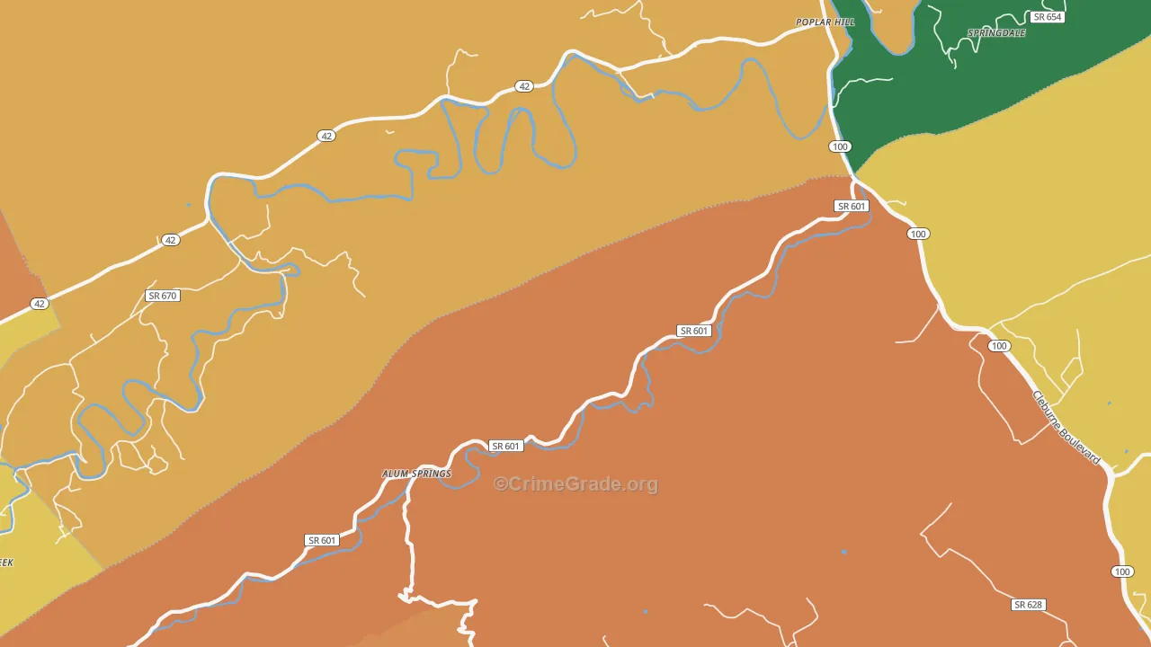 Poplar Hill, VA Map of Assault Rates
