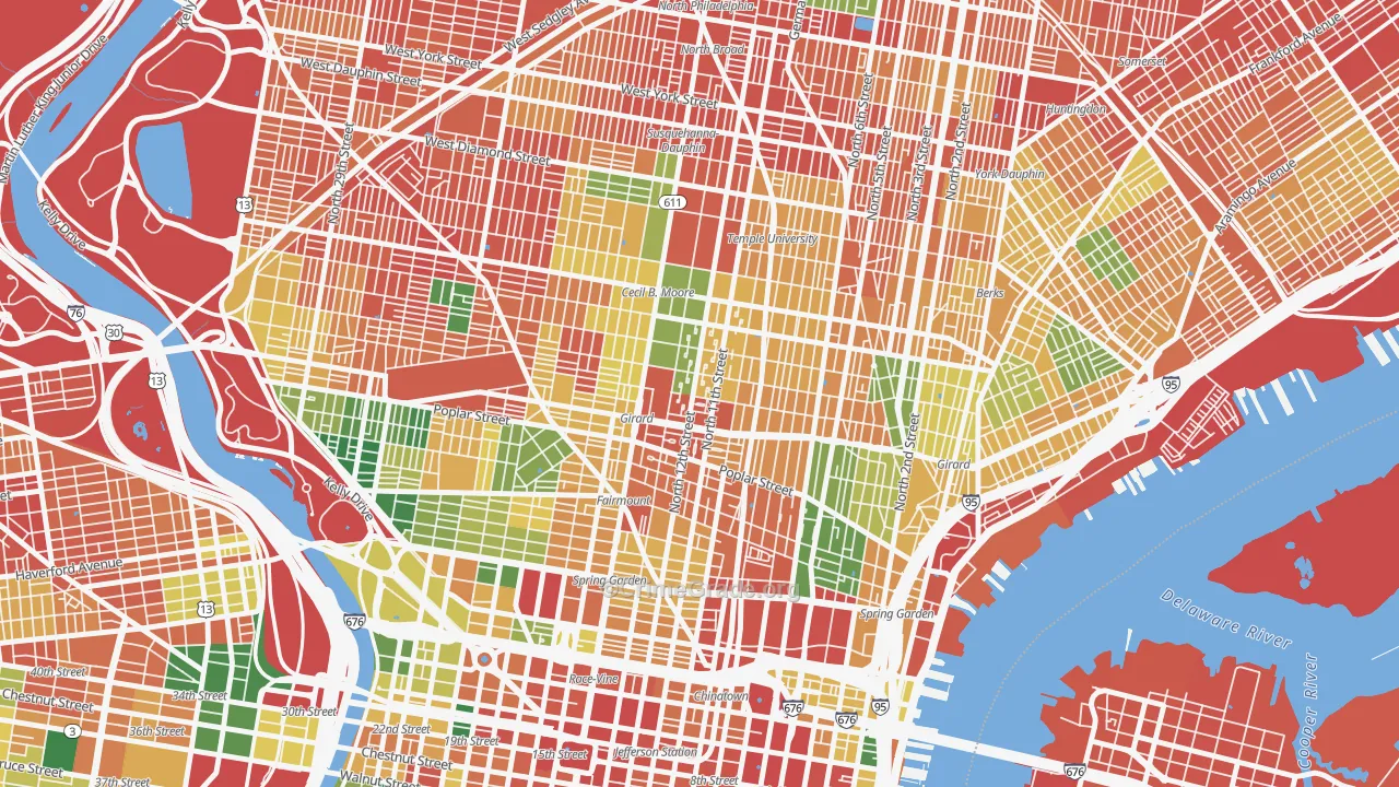 Poplar-Ludlow-Yorktowne, Philadelphia, PA Map of Assault Rates