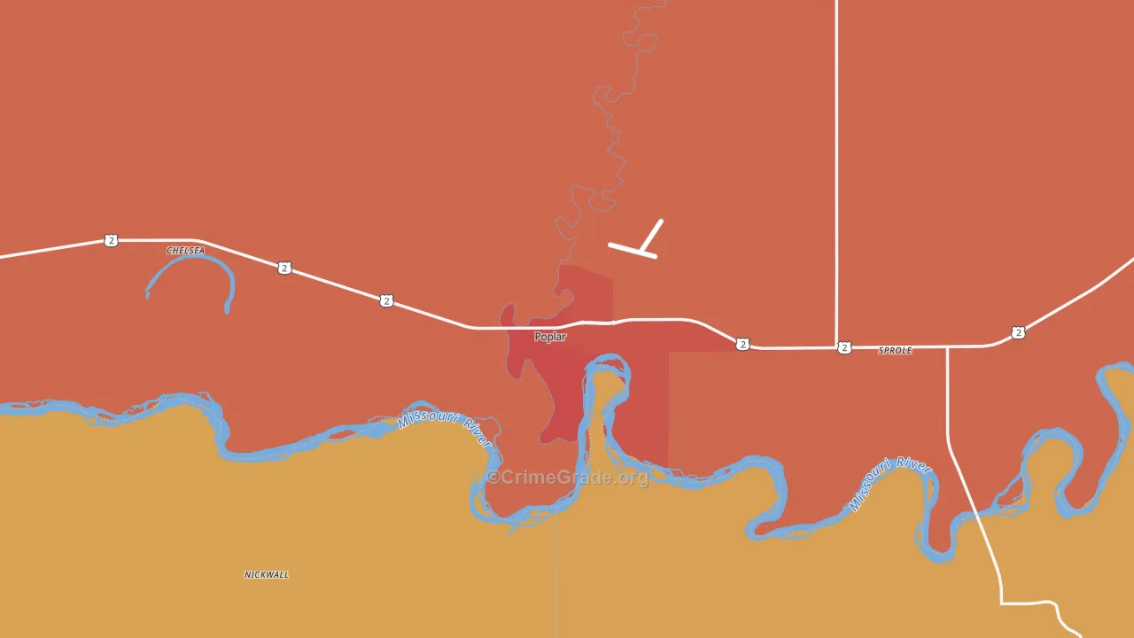 Poplar, MT Map of Assault Rates