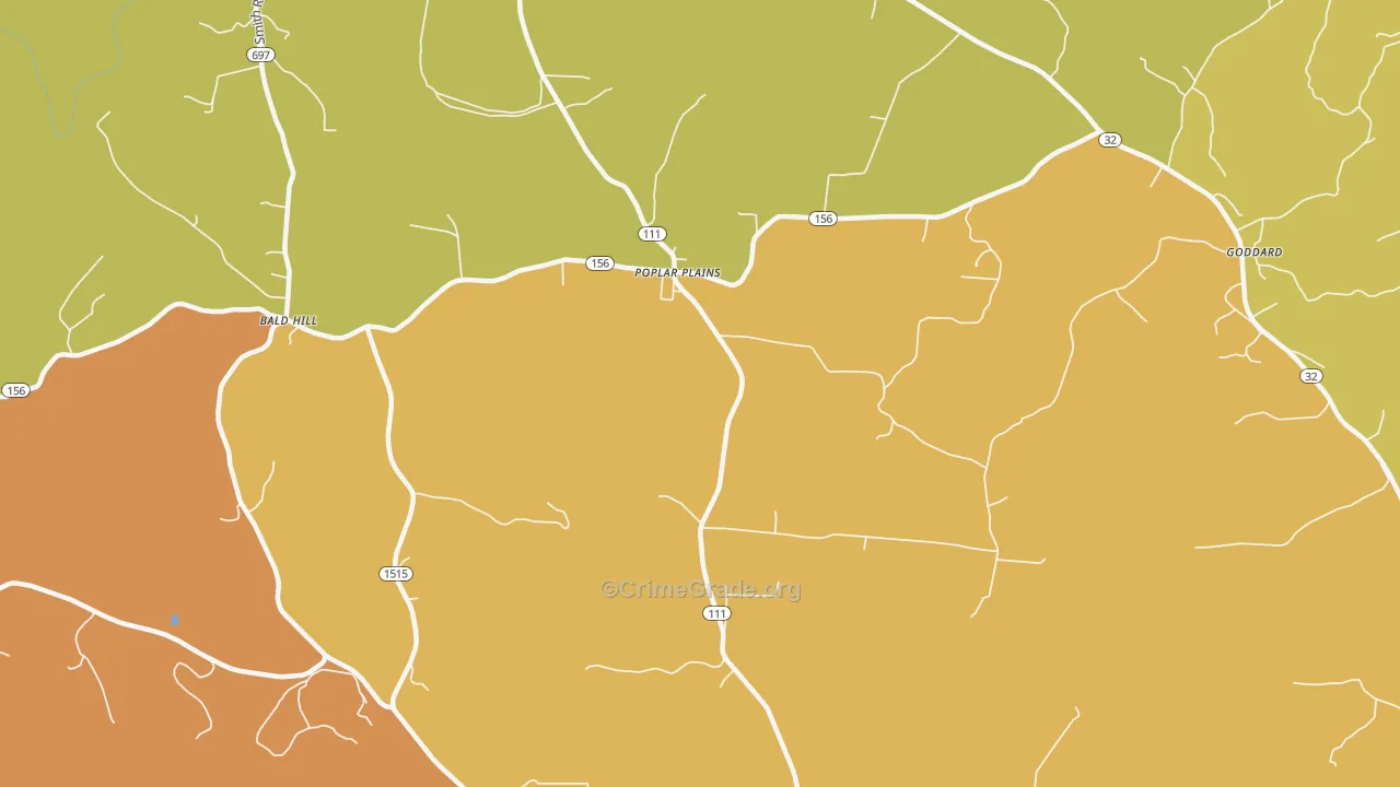 Poplar Plains, KY Map of Assault Rates