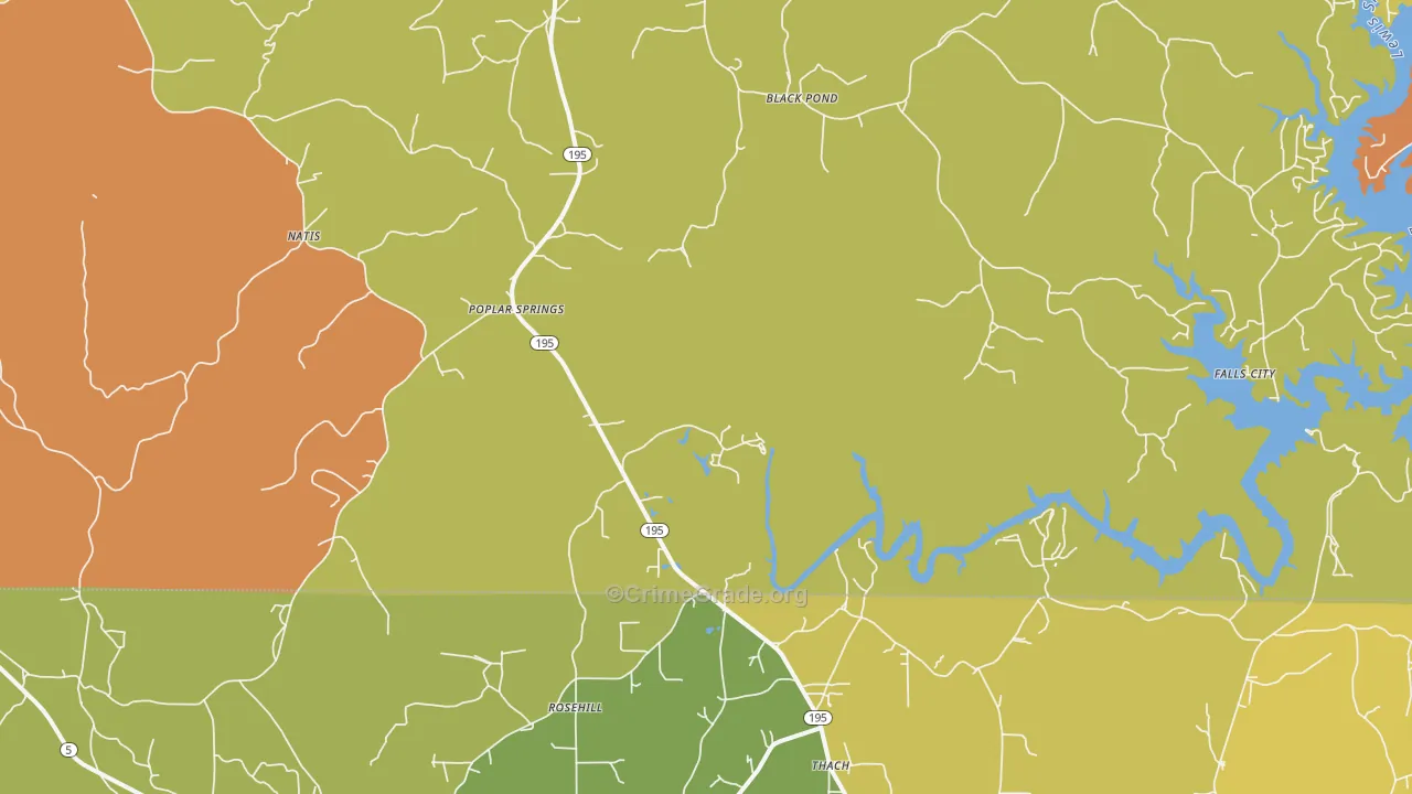 Poplar Springs, AL Map of Assault Rates