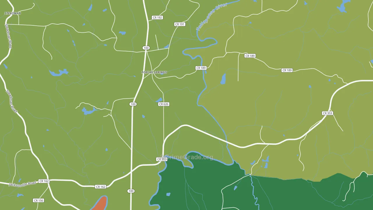 Poplar Springs, GA Map of Assault Rates