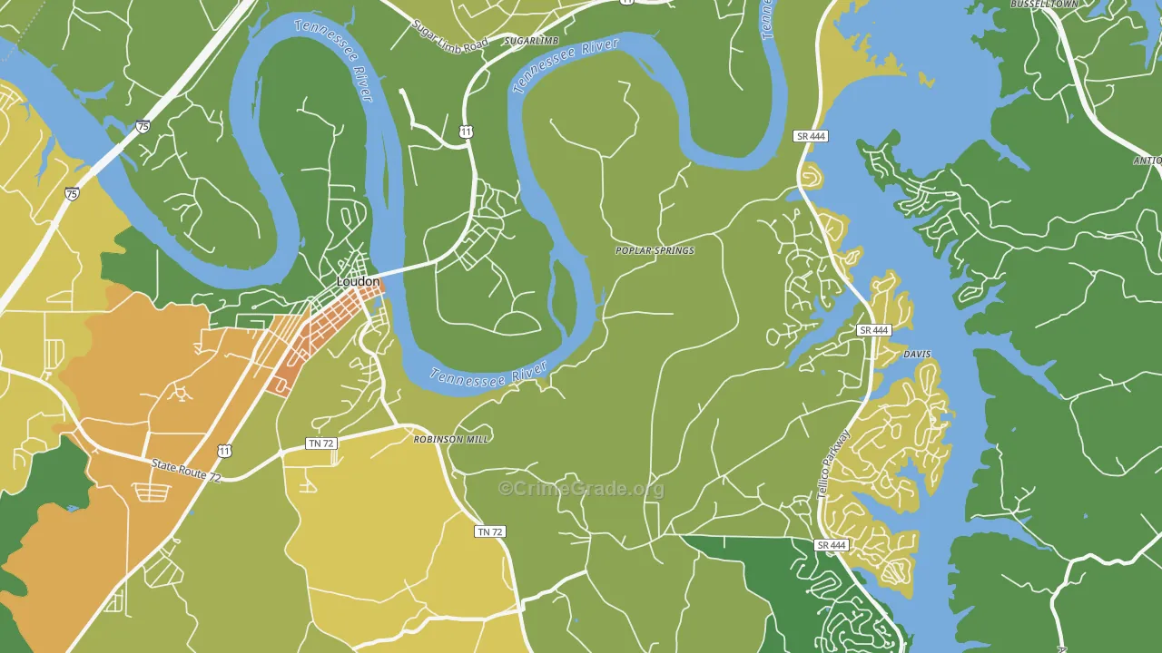 Poplar Springs, TN Map of Assault Rates