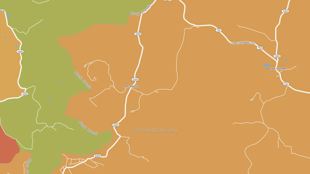 Poplarville, KY Map of Assault Rates