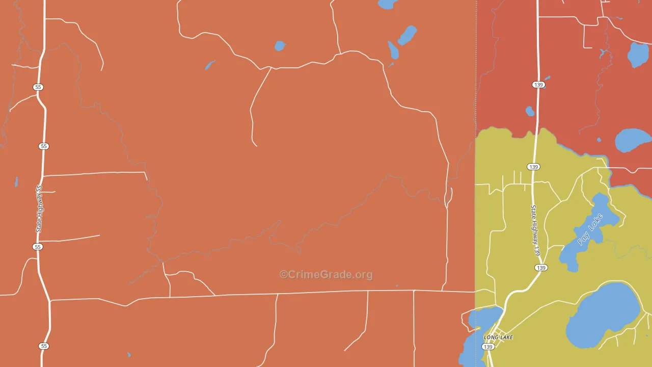 Popple River, WI Map of Assault Rates