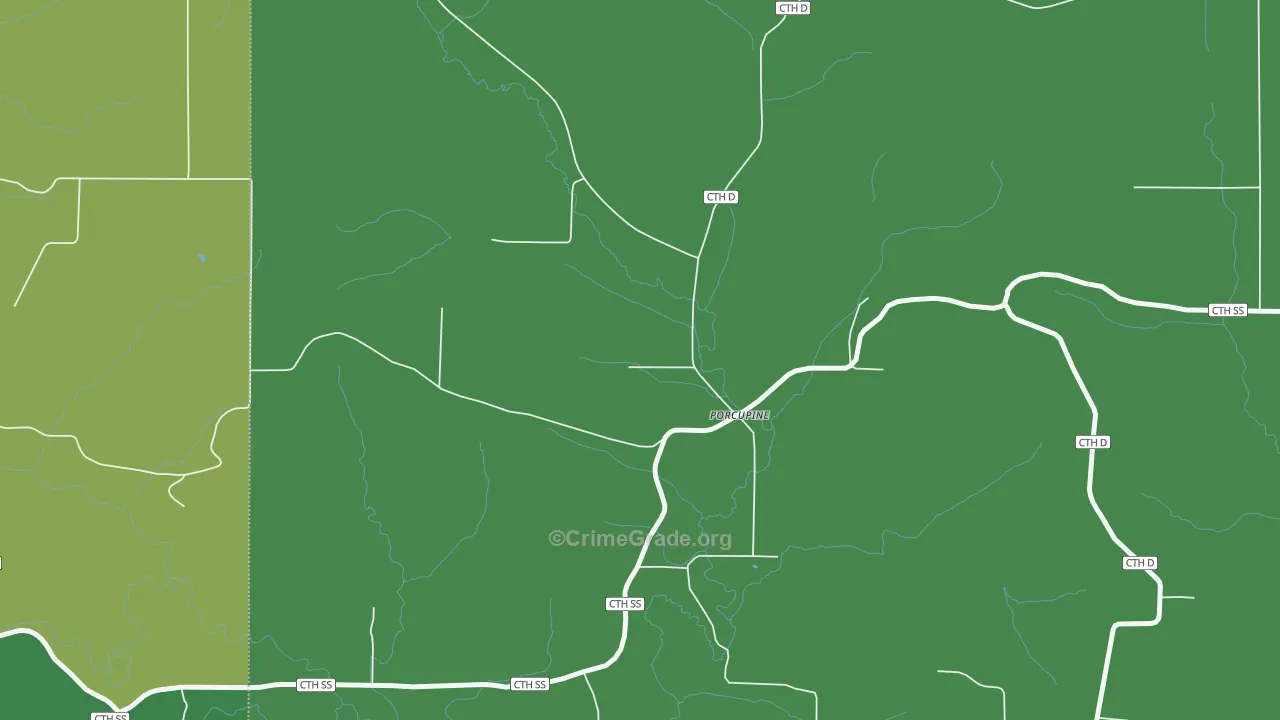 Porcupine, WI Map of Assault Rates