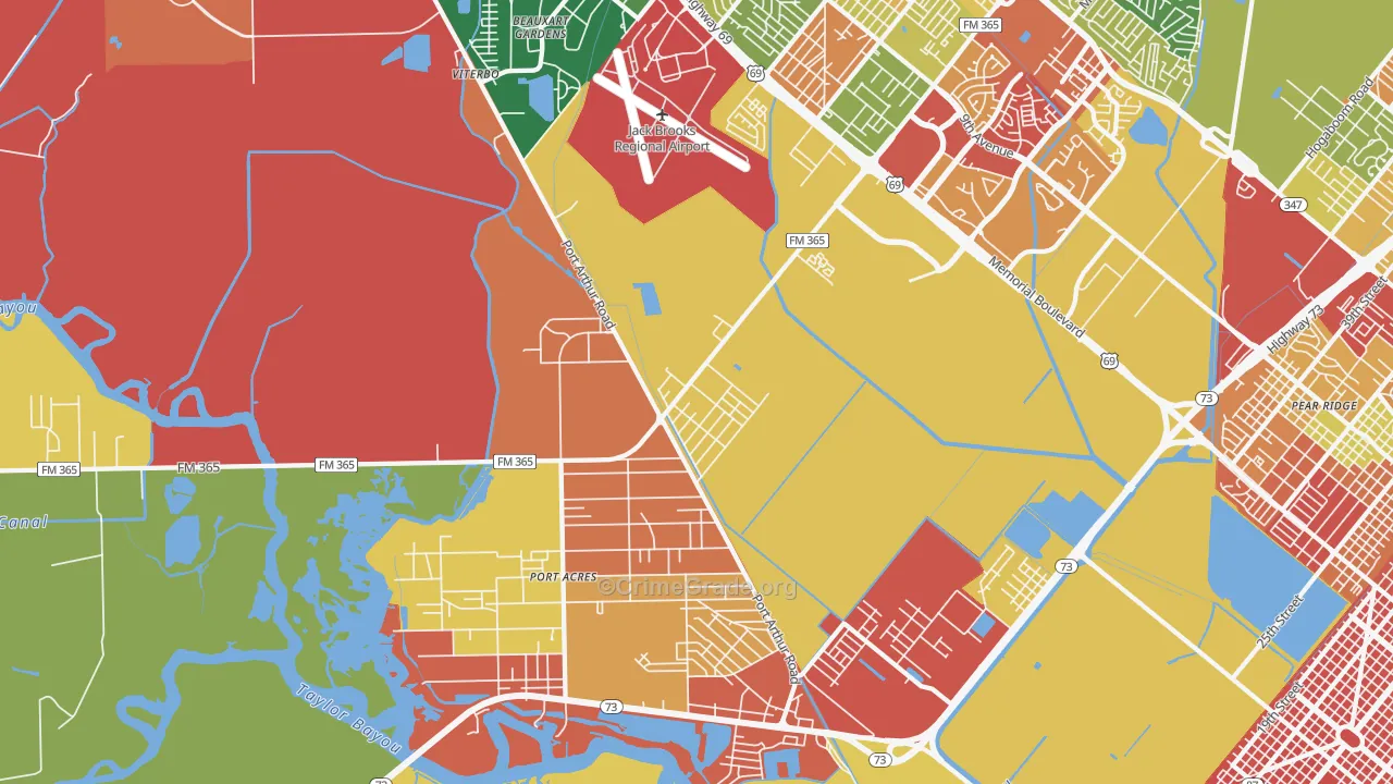 Port Acres, TX Map of Assault Rates