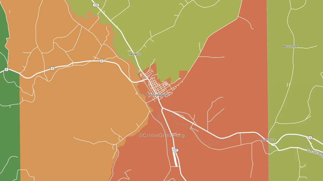 Port Allegany, PA Map of Assault Rates