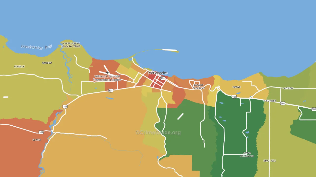 Port Angeles, WA Map of Assault Rates