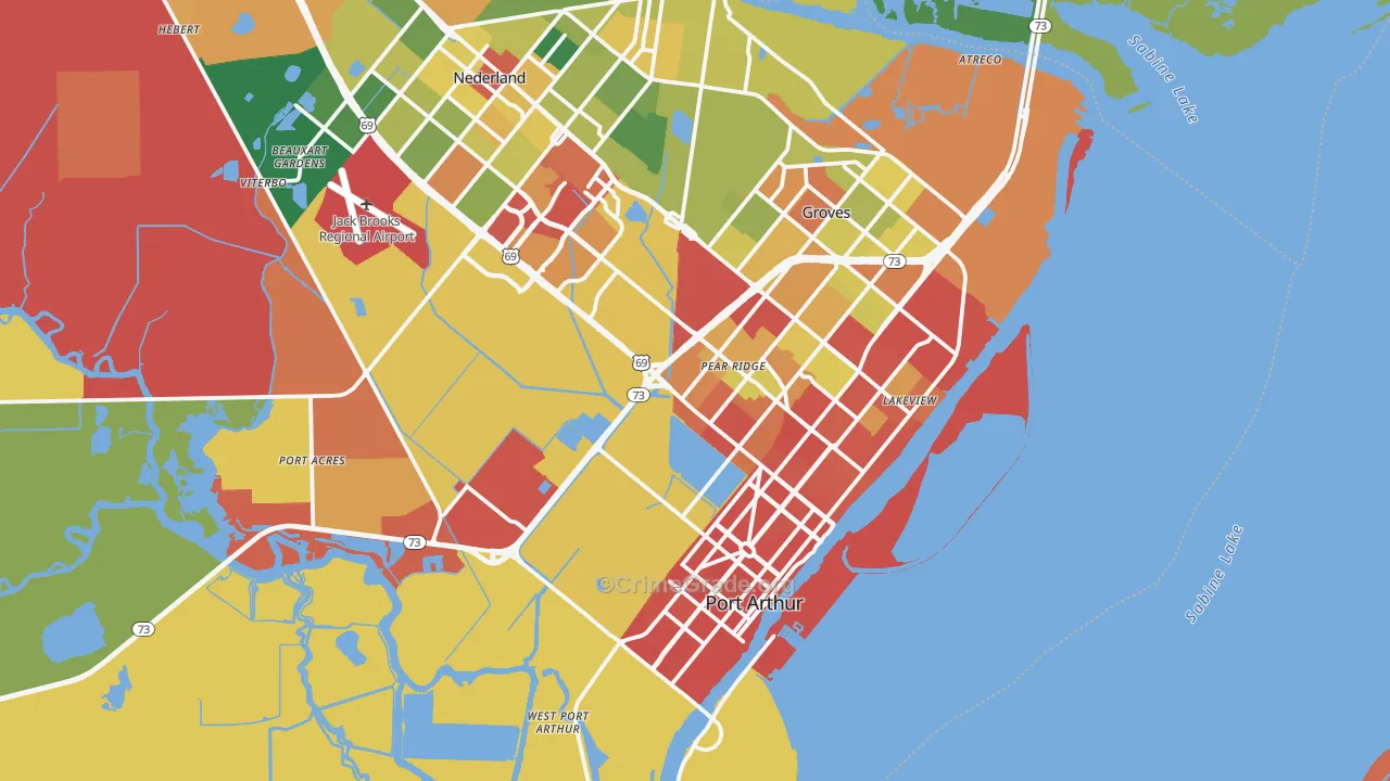 Port Arthur, TX Map of Assault Rates