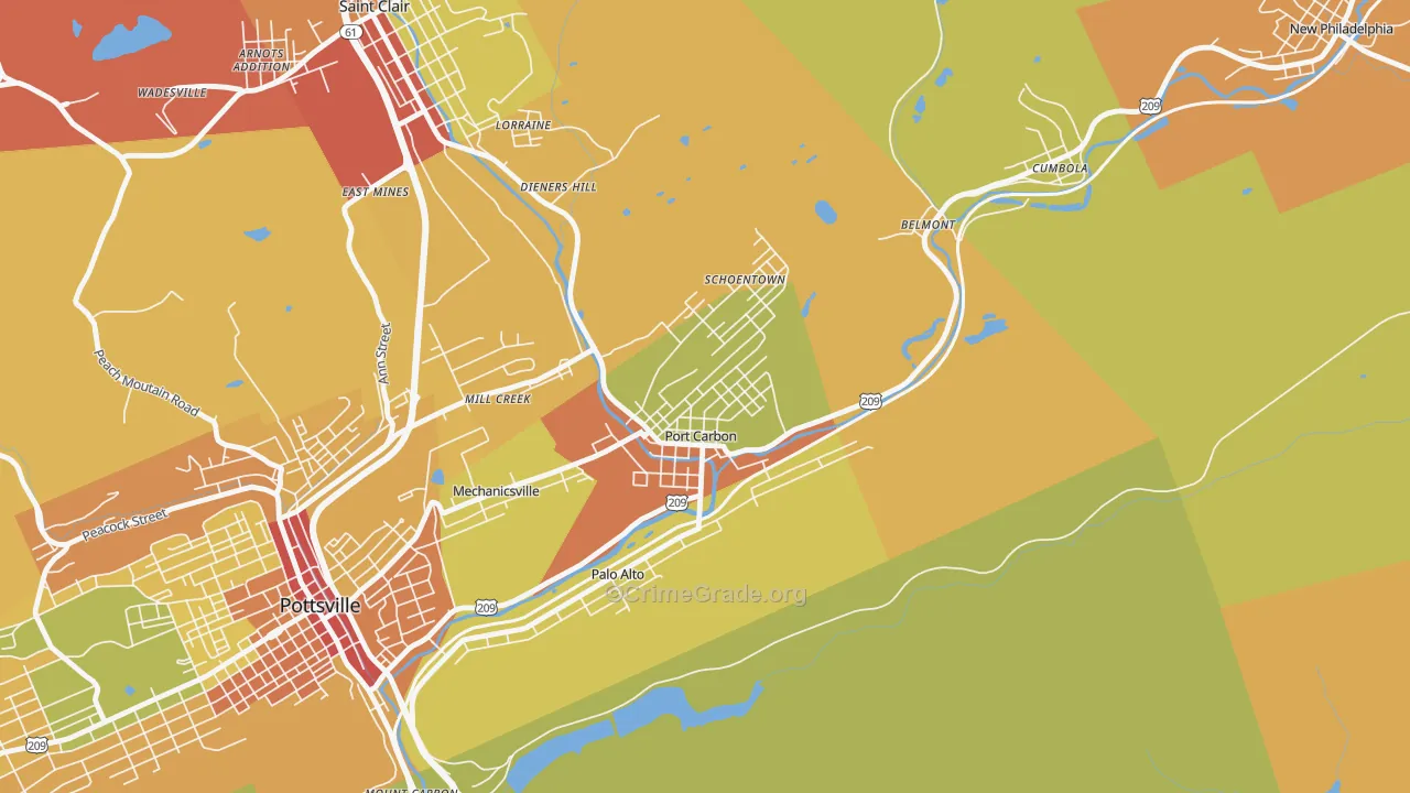 Port Carbon, PA Map of Assault Rates