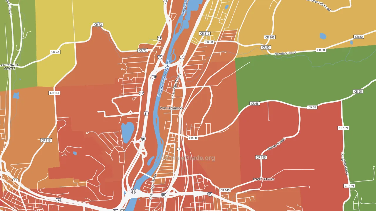 Port Dickinson, NY Map of Assault Rates