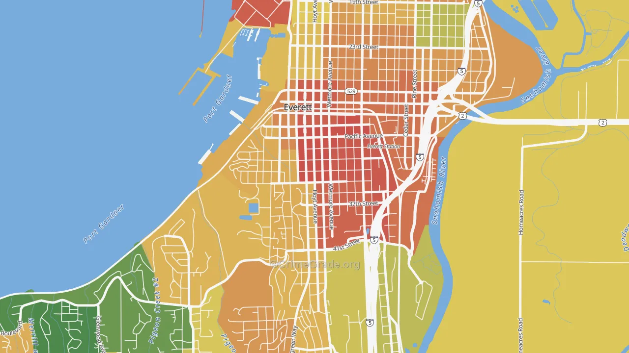 Port Gardner, Everett, WA Map of Assault Rates