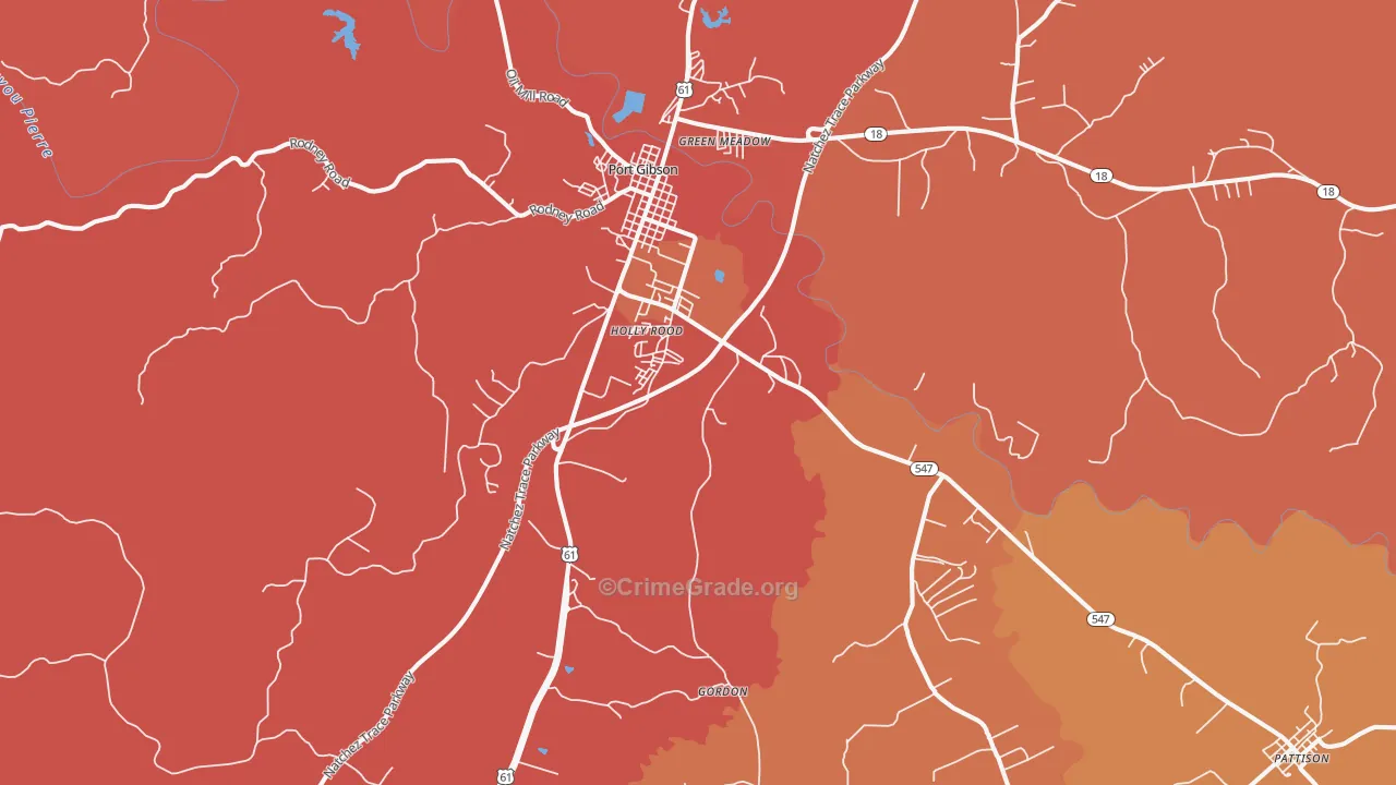 Port Gibson, MS Map of Assault Rates