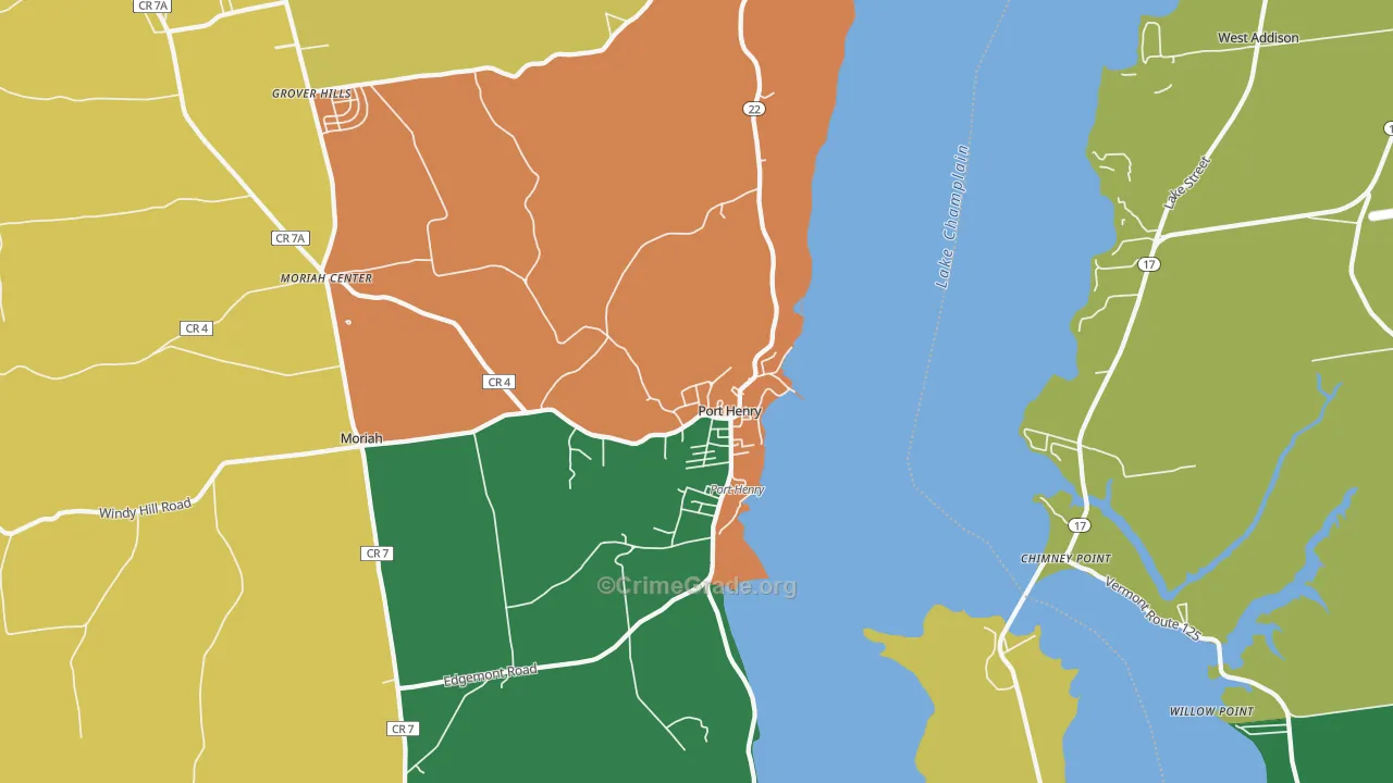 Port Henry, NY Map of Assault Rates
